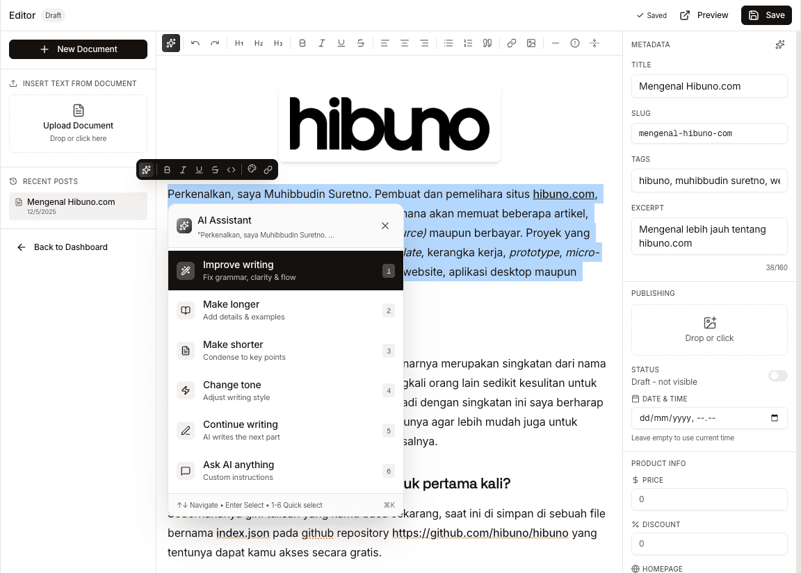 What is Hibuno.com?